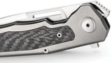 LionSteel Q4TTRO Framelock Knife 3.25in MagnaCut Satin Blade Gray Titanium With Carbon Fiber Inlay 4.5in Closed EDC by LionSTEEL