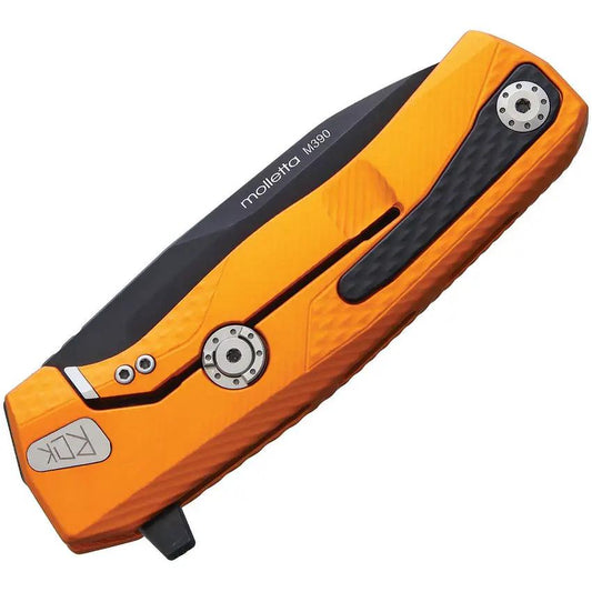 LionSTEEL ROK Framelock EDC Knife For EDC Enthusiasts With Orange Aluminum Handle And Spring Loaded Pocket Clip by LionSTEEL