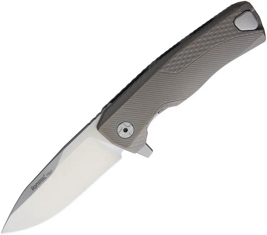LionSTEEL ROK Titanium Linerlock Bronze Premium EDC Knife With Satin M390 Blade HWAYL Pocket Clip by LionSTEEL