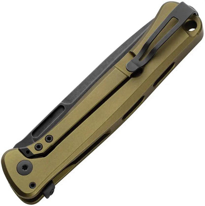 LionSteel Skinny Framelock EDC Knife MagnaCut Blade Green Aluminum Handle With Brown Micarta Inlay Extended Tang by LionSTEEL