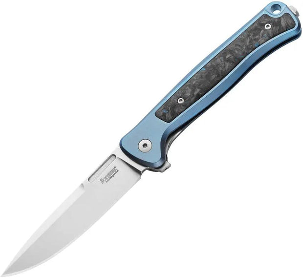 LionSteel Skinny Framelock Knife Blue Ti MagnaCut 3.5 Inch Blade For EDC Enthusiasts by LionSTEEL