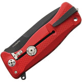 LionSTEEL SR11 Framelock Knife With Sleipner Blade Red Textured Handle Glass Breaker For EDC Enthusiasts by LionSTEEL