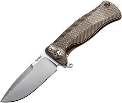 LionSteel SR11 Framelock Titanium Bronze EDC Knife With Sleipner Drop Point Blade Glass Breaker Extended Tang by LionSTEEL