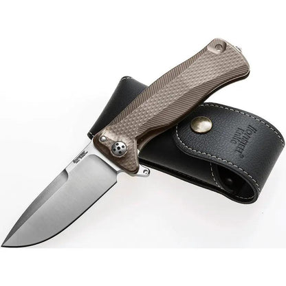 LionSteel SR11 Framelock Titanium Bronze EDC Knife With Sleipner Drop Point Blade Glass Breaker Extended Tang by LionSTEEL