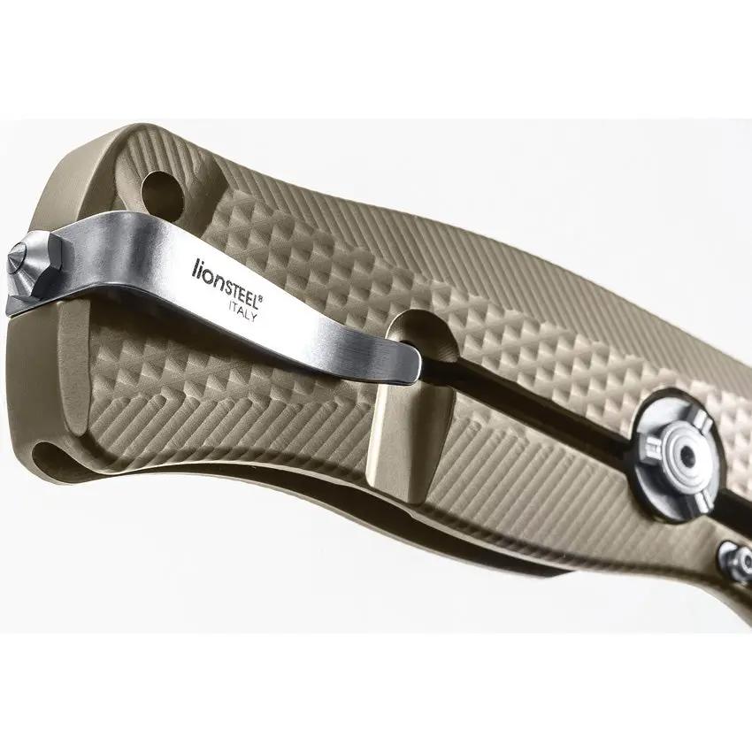 LionSteel SR11 Framelock Titanium Bronze EDC Knife With Sleipner Drop Point Blade Glass Breaker Extended Tang by LionSTEEL