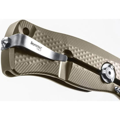 LionSteel SR11 Framelock Titanium Bronze EDC Knife With Sleipner Drop Point Blade Glass Breaker Extended Tang by LionSTEEL