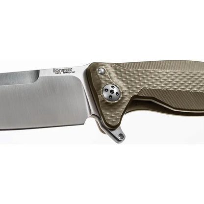 LionSteel SR11 Framelock Titanium Bronze EDC Knife With Sleipner Drop Point Blade Glass Breaker Extended Tang by LionSTEEL