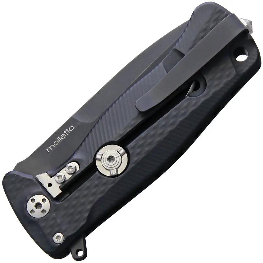 LionSteel SR22 Framelock Knife Black 3in Sleipner Drop Point Blade Rugged Aluminum Handle Extended Tang For EDC by LionSTEEL
