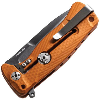 LionSTEEL SR22 Framelock Knife Orange Aluminum Handle 4 Inch Closed 3 Inch Sleipner Blade Glass Breaker For EDC Fans by LionSTEEL