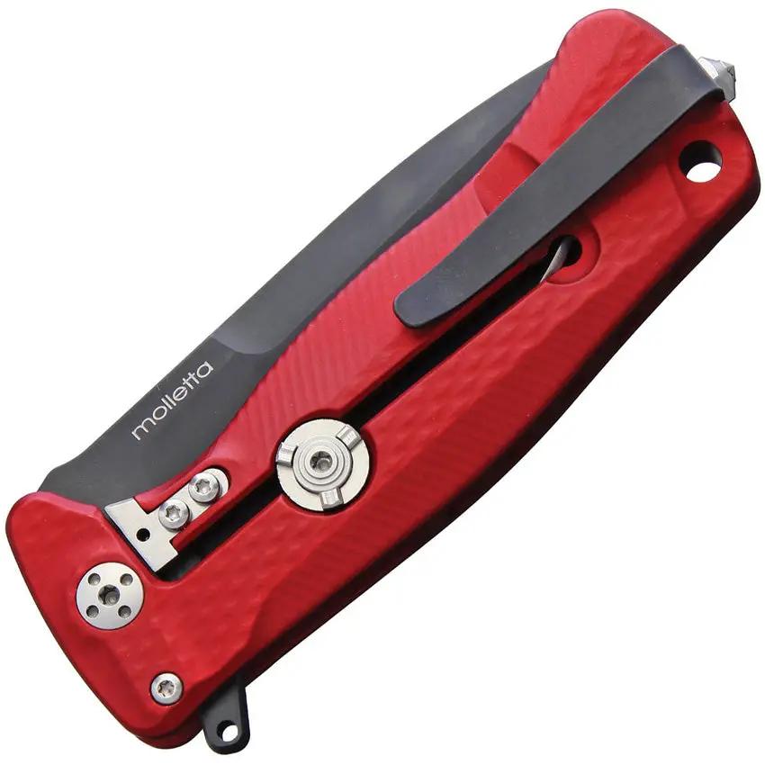 LionSTEEL SR22 Framelock Knife Red Aluminum Handle For EDC Enthusiasts 3in Sleipner Blade Glass Breaker Extended Tang by LionSTEEL