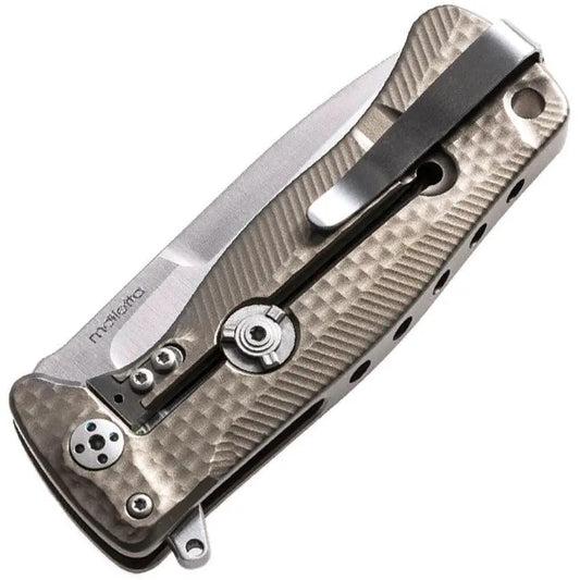 LionSteel SR22 Framelock Knife With Bronze Titanium Handle Sleipner Blade Extended Tang For EDC Enthusiasts by LionSTEEL