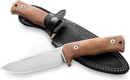 LionSTEEL T5 Fixed Blade Knife For Outdoorsmen 5 Inch Satin Niolox Blade Full Tang Canvas Micarta Handle Leather Sheath by LionSTEEL