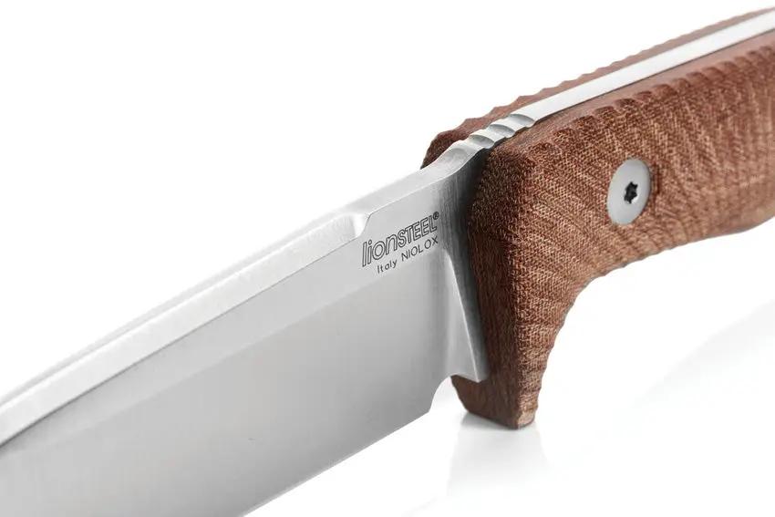 LionSTEEL T5 Fixed Blade Knife For Outdoorsmen 5 Inch Satin Niolox Blade Full Tang Canvas Micarta Handle Leather Sheath by LionSTEEL