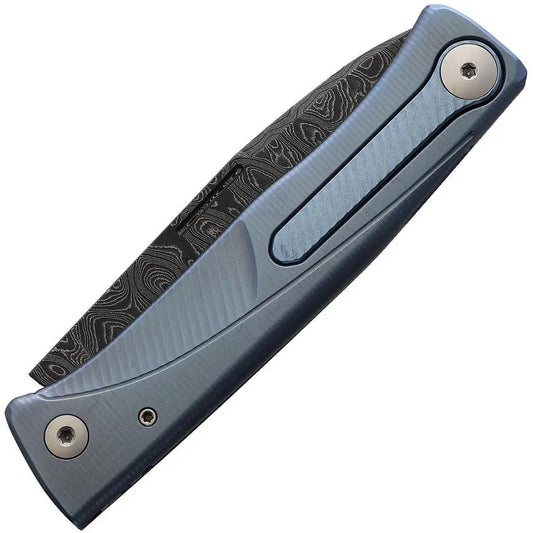 LionSTEEL Thrill Folder Blue Chad Nichols Damascus Blade Titanium Handle Pocket Clip EDC Enthusiast by LionSTEEL