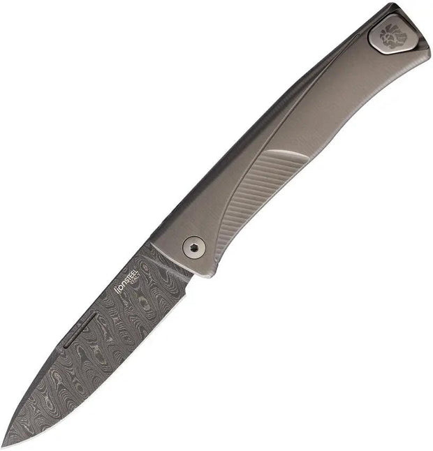 LionSTEEL Thrill Folder Chad Nichols Scrambled Damascus Blade Gray Titanium Handle EDC Knife For Collectors by LionSTEEL