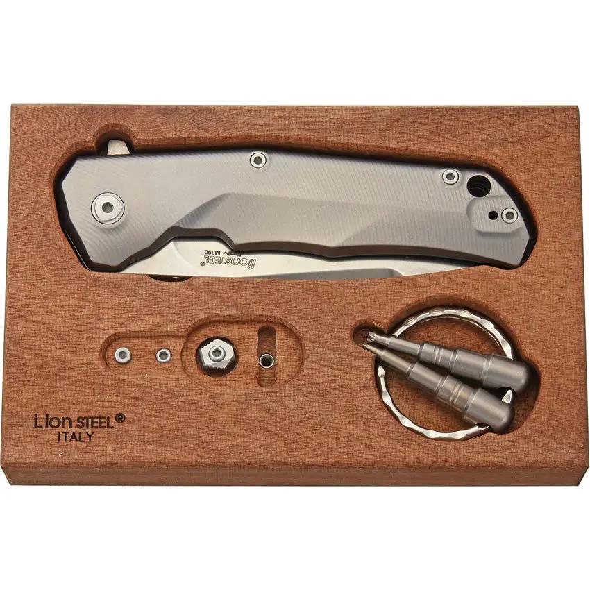 LionSteel TRE Titanium Framelock Knife BR M390 2.88in Blade Premium Gray 6Al4V Ti Handle For EDC Enthusiasts by LionSTEEL