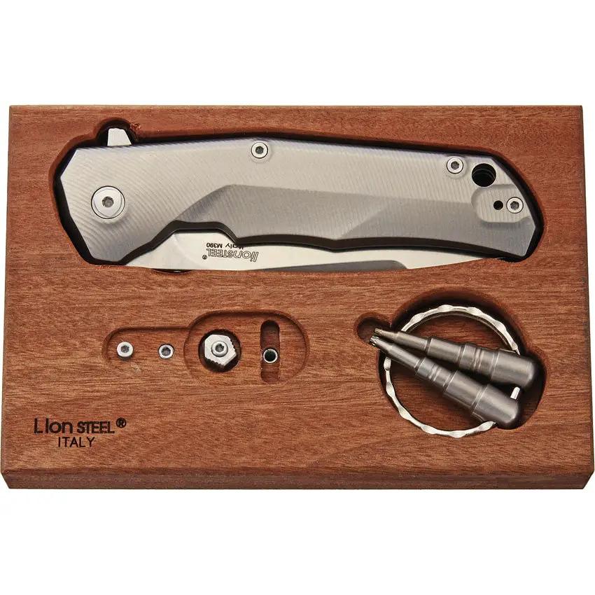 LionSTEEL TRE Titanium Framelock EDC Knife With M390 Blade Stonewashed Finish Gray Titanium Handle Premium Gift Box by LionSTEEL