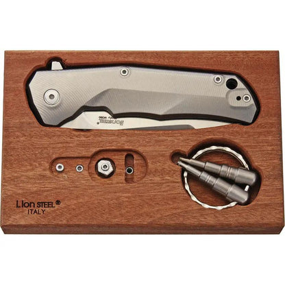 LionSTEEL TRE Titanium Framelock EDC Knife With M390 Blade Stonewashed Finish Gray Titanium Handle Premium Gift Box by LionSTEEL
