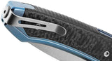 LionSteel Twain Button Lock Knife With MagnaCut Blade Blue Carbon Fiber Handle For EDC Enthusiasts by LionSTEEL