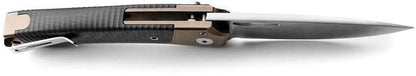 LionSTEEL Twain Button Lock Knife With MagnaCut Satin Blade Carbon Fiber Or Bronze Titanium Handle Daily Carry by LionSTEEL