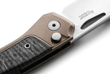 LionSTEEL Twain Button Lock Knife With MagnaCut Satin Blade Carbon Fiber Or Bronze Titanium Handle Daily Carry by LionSTEEL