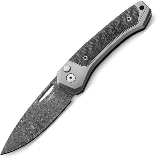 LionSTEEL Twain Button Lock Damascus TW D GY by LionSTEEL