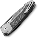 LionSteel Twain Button Lock Damascus Knife For EDC Enthusiasts Premium Gray Titanium Handle Scrambled Pattern Blade by LionSTEEL