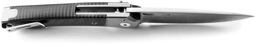 LionSTEEL Twain Button Lock Knife Gray Titanium And Carbon Fiber Handles MagnaCut Blade EDC by LionSTEEL