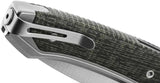 LionSteel Twain Button Lock Knife MagnaCut Satin Blade 3.13in Gray Titanium And Green Canvas Micarta Handles For EDC by LionSTEEL