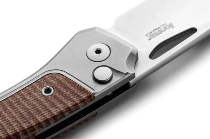 LionSTEEL Twain Button Lock Knife CPM MagnaCut Satin Blade 3.13in EDC Premium Titanium Or Natural Canvas Micarta Handle by LionSTEEL