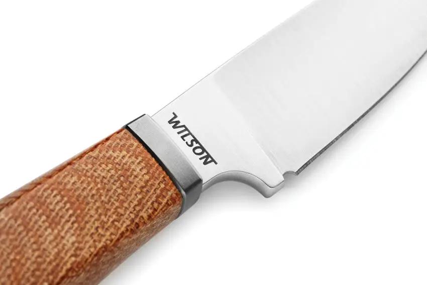 LionSteel Willy Fixed Blade Knife 3.5in M390 Satin Blade Natural Canvas Micarta Handle Leather Sheath for EDC by LionSTEEL