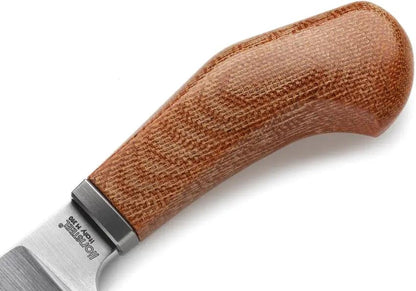 LionSteel Willy Fixed Blade Knife 3.5in M390 Satin Blade Natural Canvas Micarta Handle Leather Sheath for EDC by LionSTEEL