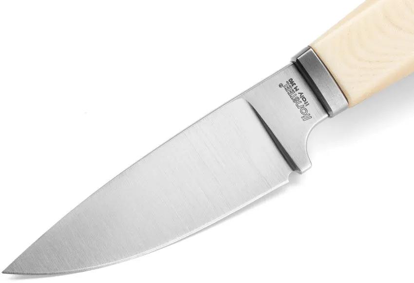 LionSTEEL Willy Fixed Blade Knife Ivory Micarta Handle M390 Satin Blade EDC Outdoorsman by LionSTEEL