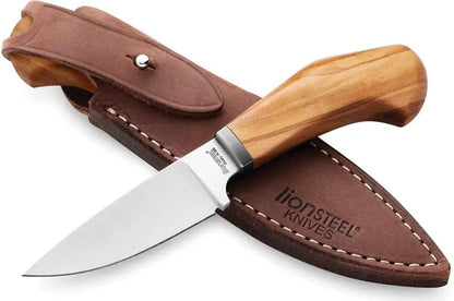 LionSTEEL Willy Fixed Blade Knife Olive Wood Handle M390 Steel Outdoor EDC for Hunters Premium by LionSTEEL