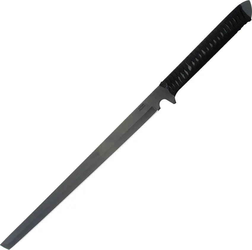 Ninja Forge Ninja Sword HK-1066 - Full Tang 26 1/8 Inch Overall Length, 16 3/4 Inch Black Blade, Cord Wrapped Handle by Miscellaneous