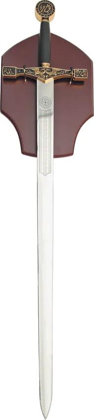 Excalibur Sword C-900G - Decorative Stainless Blade With Black And Gold Cast Handle And Wood Display Plaque by Miscellaneous