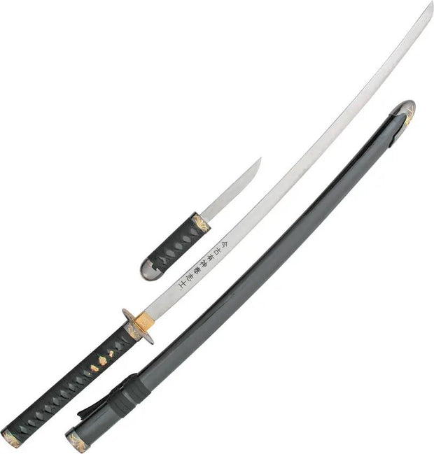 Miscellaneous Long Katana JS-647B - Hidden 10 3/4 Inch Dagger In Handle With Black Finish Tsuba by Miscellaneous