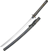 Generic Katana SW-941BK - Carbon Steel Blade With Blood Groove And White Imitation Rayskin Handle Black Lacquer Scabbard by Miscellaneous