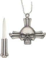 FM Skull Neck Knife With Cross And Chain - Pull Apart Design Revealing One And Five Eighths Inch Stainless Blade by Miscellaneous