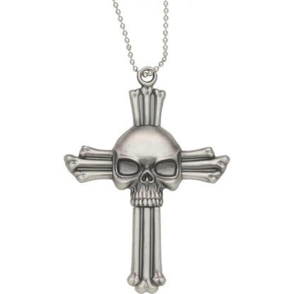 FM Skull Neck Knife With Cross And Chain - Pull Apart Design Revealing One And Five Eighths Inch Stainless Blade by Miscellaneous