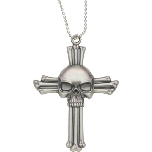 FM Skull Neck Knife With Cross And Chain - Pull Apart Design Revealing One And Five Eighths Inch Stainless Blade by Miscellaneous