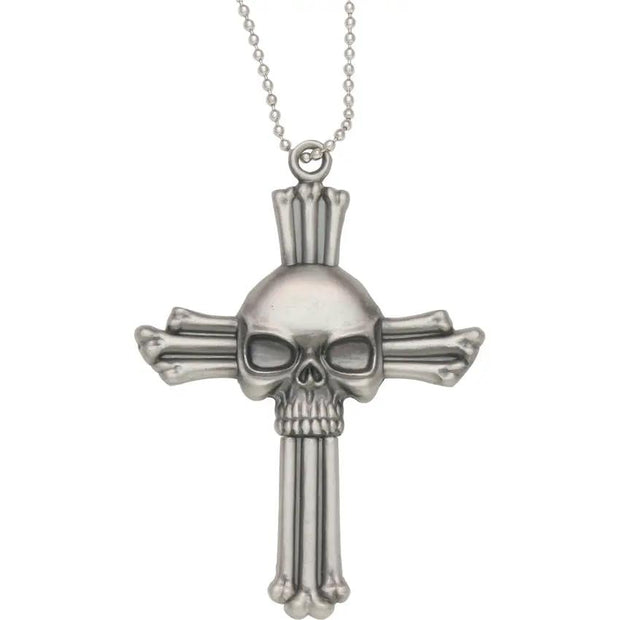 FM Skull Neck Knife With Cross And Chain - Pull Apart Design Revealing One And Five Eighths Inch Stainless Blade by Miscellaneous