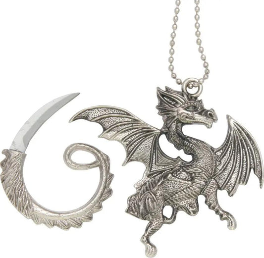 Miscellaneous Flying Dragon Neck Knife - Cast Metal Dragon Shape Revealing 1 3 8 Inch Blade by Miscellaneous