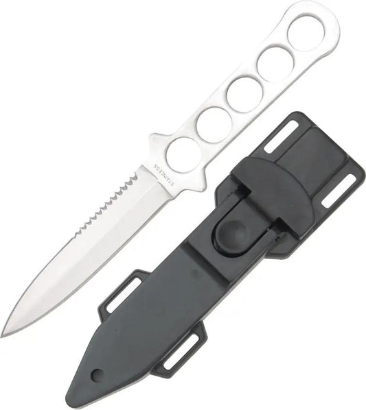 MD Diving Knife - Double Edge Four And One Eighth Inch Blade With Partial Serration And Stainless Construction by Miscellaneous