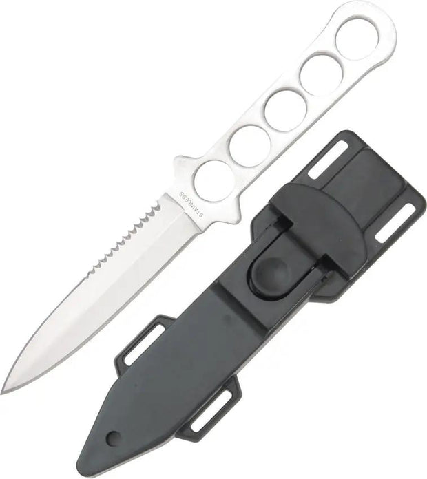 MD Diving Knife - Double Edge Four And One Eighth Inch Blade With Partial Serration And Stainless Construction by Miscellaneous