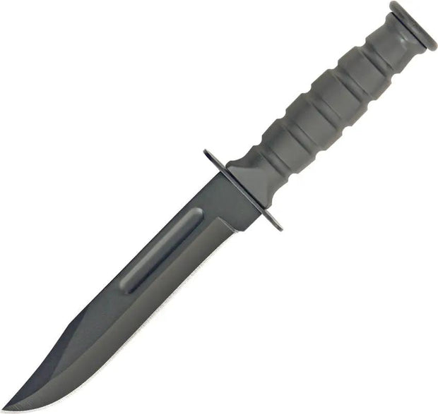 HK Mini Combat Bowie 1023DG - Seven and a Half Inch Black Finish Blade With Grooved Rubber Handle by Miscellaneous