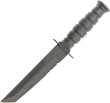 HK Mini Tanto Knife - Black Finish Stainless Blade With Partially Serrated Edge And Rubber Grip by Miscellaneous