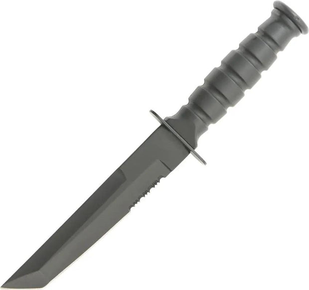 HK Mini Tanto Knife - Black Finish Stainless Blade With Partially Serrated Edge And Rubber Grip by Miscellaneous