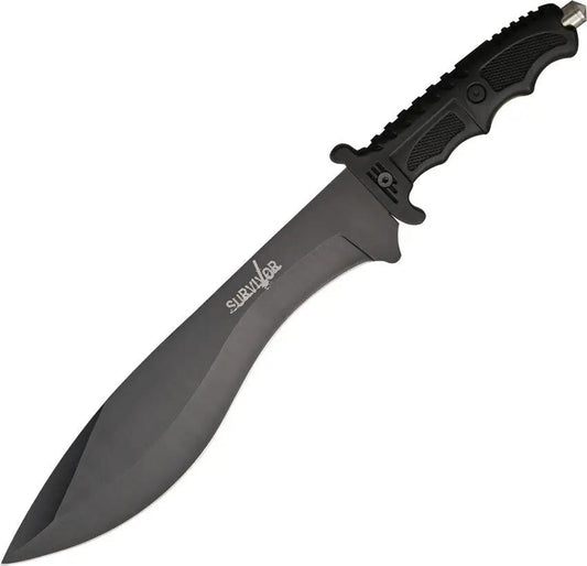 HK Survival Knife HK-717 - 15 Inch Kukri Blade With Survivor Etch And Textured Fingergrooved Handles by Miscellaneous
