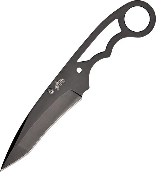 MU Neck Knife MU-1119BK - 3 3/8 Inch Recurve Tanto Blade With Skeletonized Handle And Black Stainless Construction by Miscellaneous